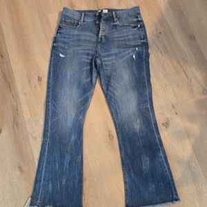 LOFT High Waist Flare Crop Jeans